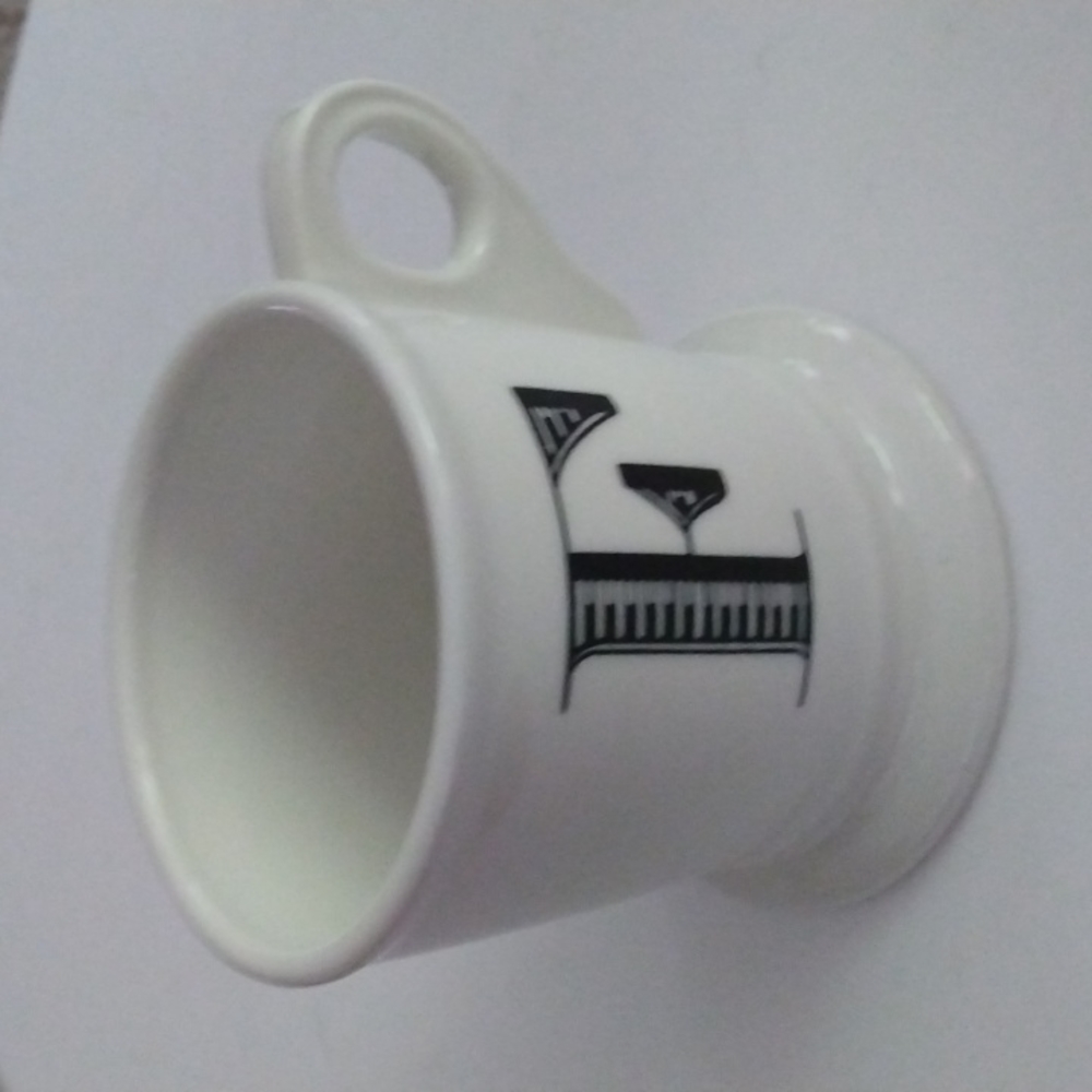 "F" White Mug with Black Lettering
